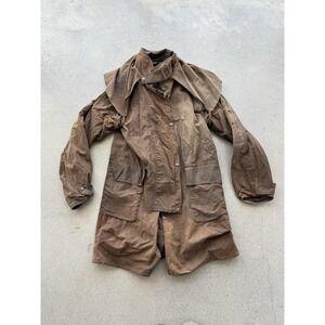 DrizaBone Coat Mens Size 6 L Brown Oiled Cotton Short Riding Rain Outback Duster
